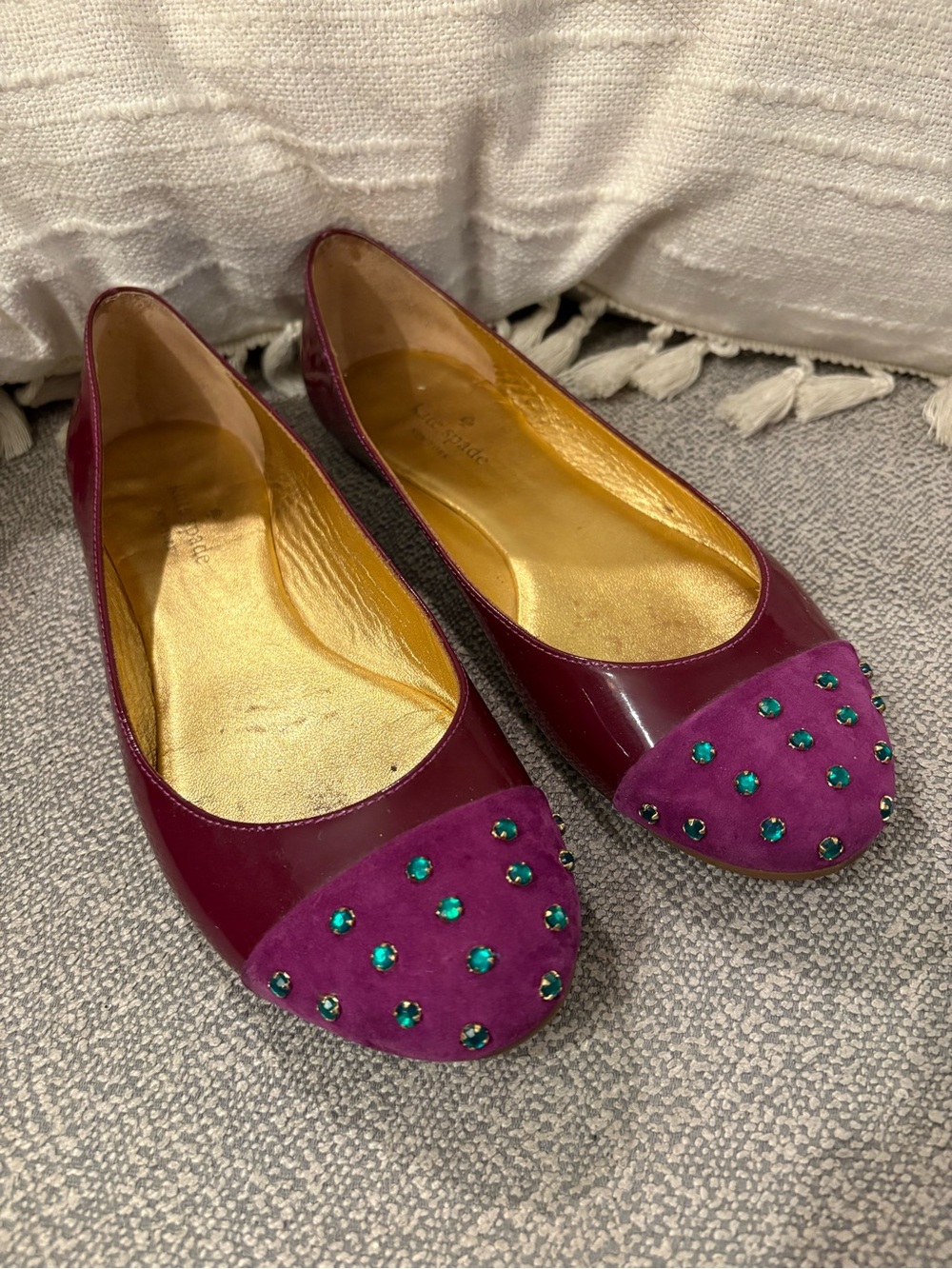 Kate Spade Purple Jeweled Flats 💜 💚